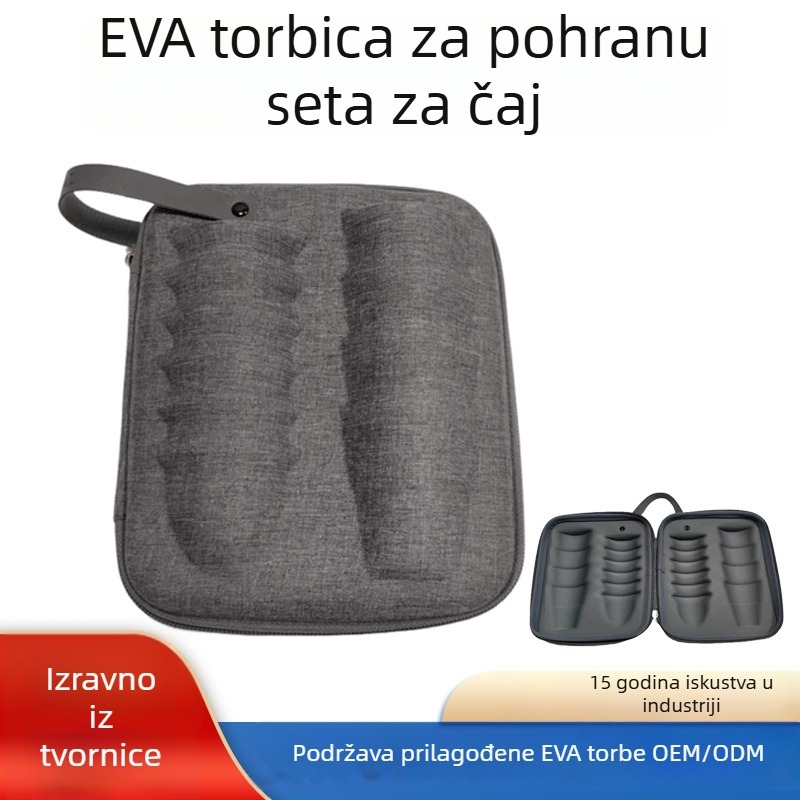 Modelirana čvrsta školjka staklene šalice za vanjska putovanja, arapska porcelanska šalica i EVA torba za pohranu čajnog seta
