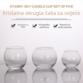 Sferična vjetrootpurna šalica za aromatične svijeće, stakleni držač svijeće i prozirna staklena bočica