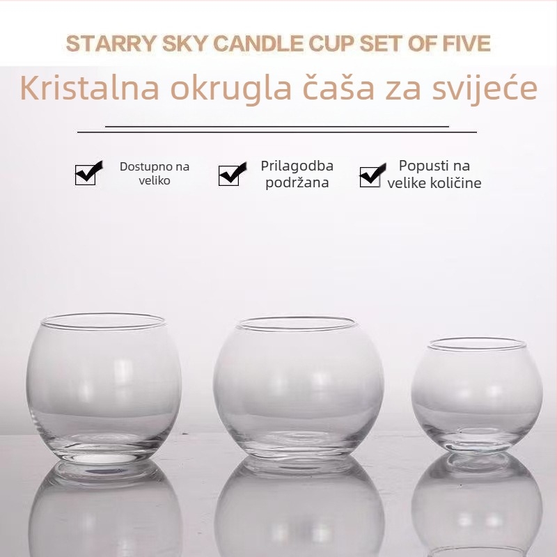 Sferična vjetrootpurna šalica za aromatične svijeće, stakleni držač svijeće i prozirna staklena bočica
