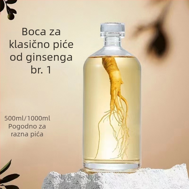 Staklena boca za voće vino, debela, zatvara se, 500 ml, minimalistički luksuzan dizajn
