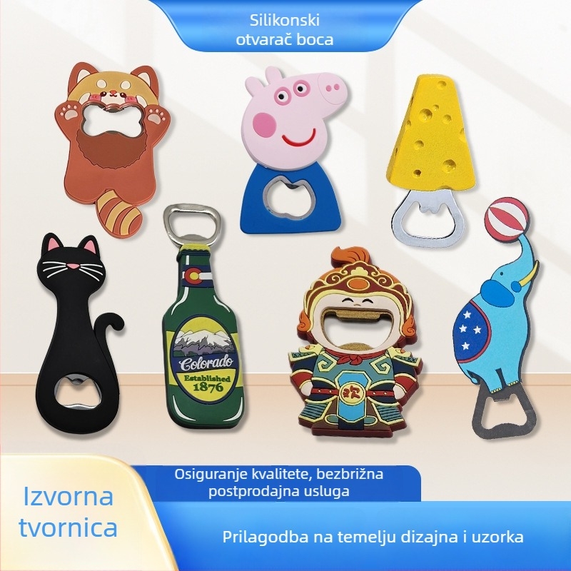 Prilagođeni otvarač za boce i magnet za hladnjak s crtić dizajnom, silikon i PVC
