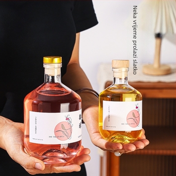 250 ml prozirna visoko kvalitetna staklena boca za domaće voće vino, boca za napitke, 500 ml zatvorena boca za alkohol, prazna boca za porcijsko doziranje