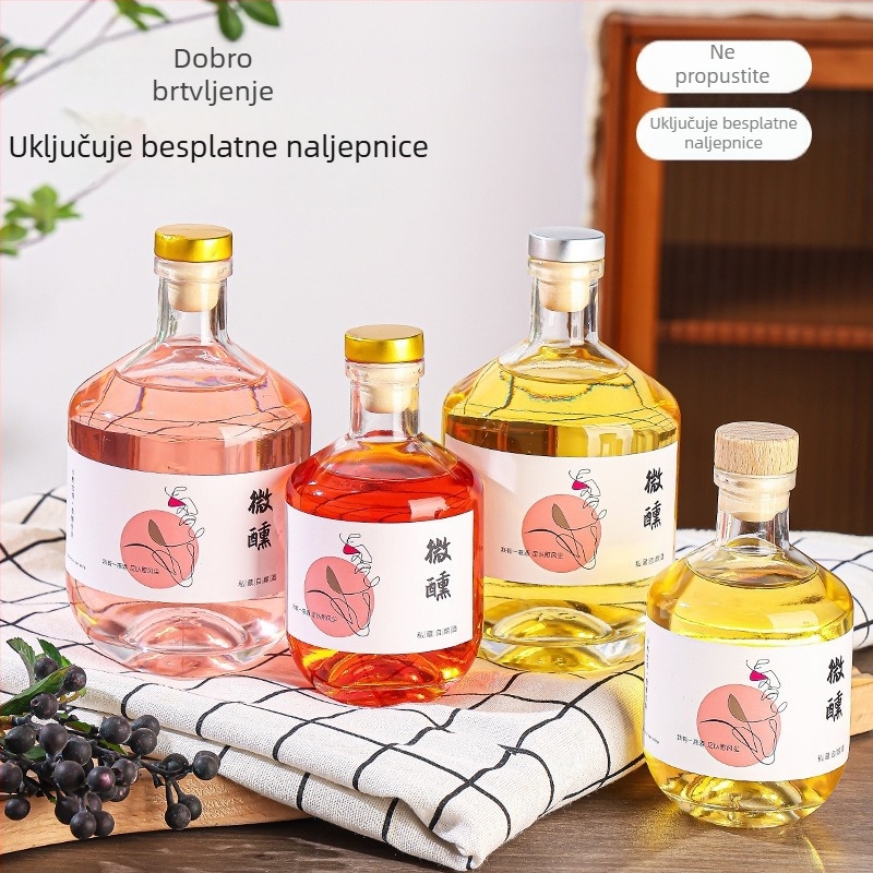 250 ml prozirna visoko kvalitetna staklena boca za domaće voće vino, boca za napitke, 500 ml zatvorena boca za alkohol, prazna boca za porcijsko doziranje