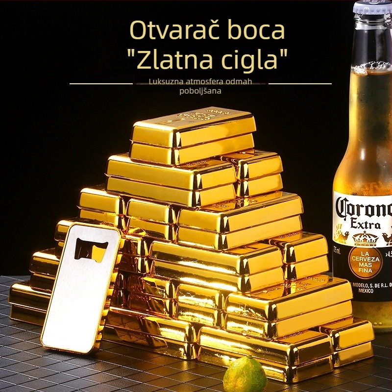 Kreativni otvarač za boce i konzerve s dizajnom zlatne cigle, nehrđajući čelik, novi model