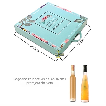 Ying Qin B46H mentol zelena kutija za ledeno vino, pakiranje za 6 boca, kartonska kutija, 375/500 ml, prijenosna darovna kutija s mogućnošću tiska