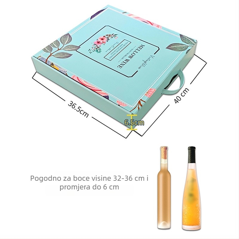 Ying Qin B46H mentol zelena kutija za ledeno vino, pakiranje za 6 boca, kartonska kutija, 375/500 ml, prijenosna darovna kutija s mogućnošću tiska