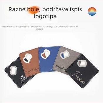 Kvadratni kožni otvarač boca od nehrđajućeg čelika, s protukliznom površinom, podmetač za čaše