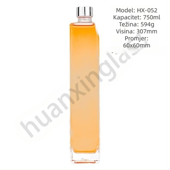 Huaxin 750 ml kvadratna staklena boca za alkohol s vijčanim vratom, kristalno bijelo staklo, pogodna za liker i voćne sokove