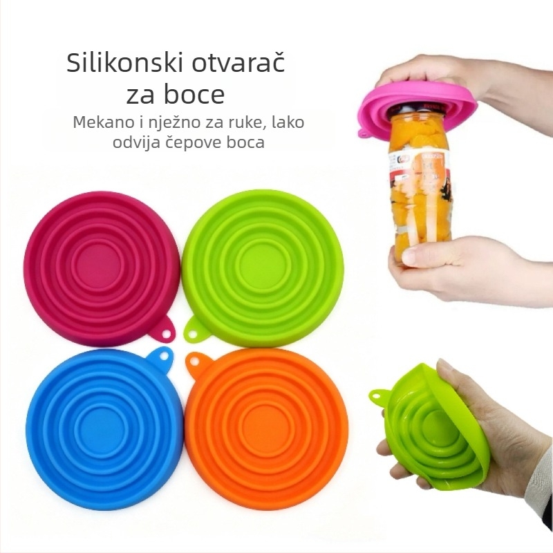 Kreativni silikonski otvarač za konzerve s protukliznim držajem i poklopom za očuvanje svježine