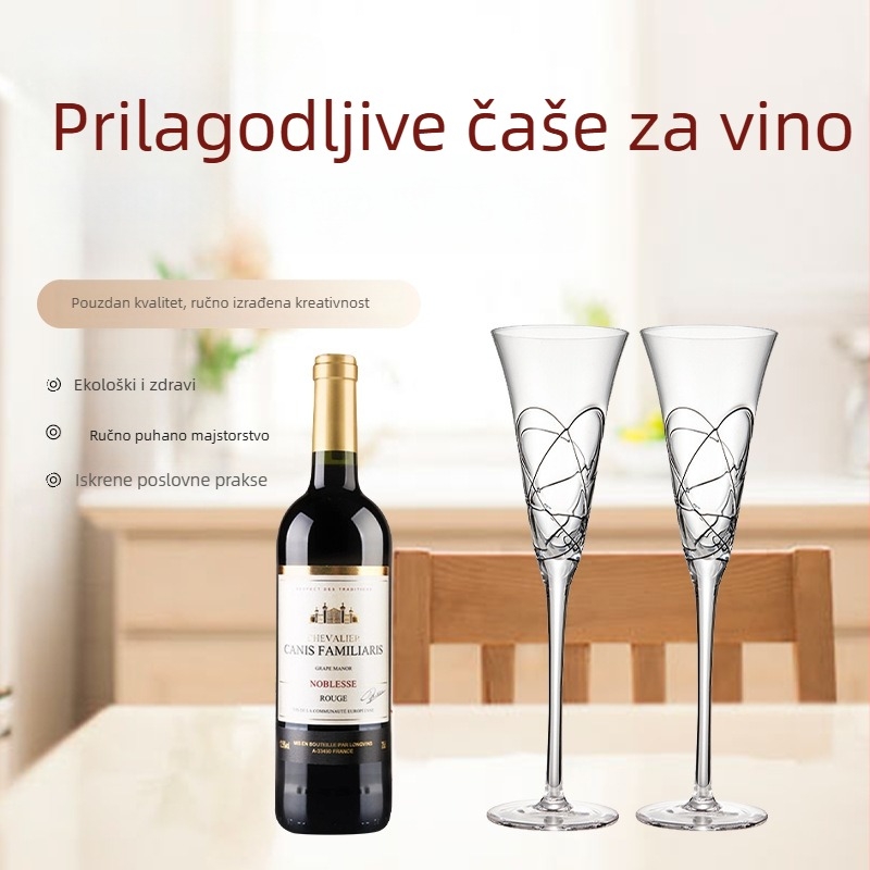 Prozirna čaša za šampanjac s elegantnim luksuznim dizajnom za koktele