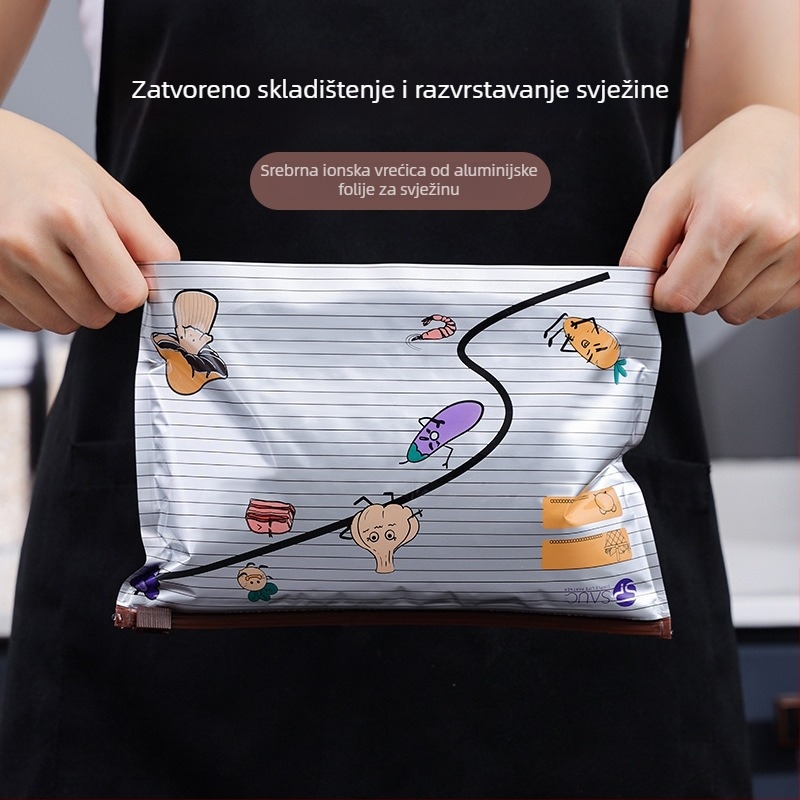 Srebro‑ionske aluminijske vrećice za čuvanje hrane – za hlađenje i zamrzavanje morskih plodova, mesa, pilećeg i patke, antibakterijske zatvarajuće vrećice