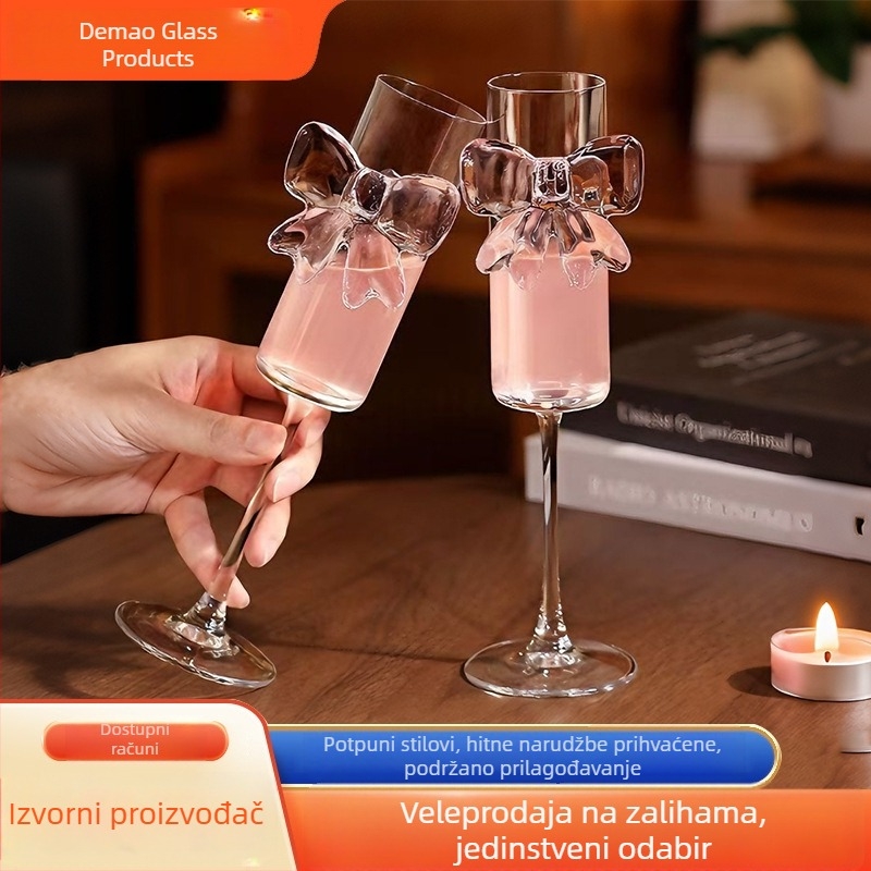 Čaša za vino od borosilikatnog stakla, 401–500 ml, lagani luksuzni retro stil, kristalna čaša za sok, čaša za koktel, čaša šampanjca s motivom leptira