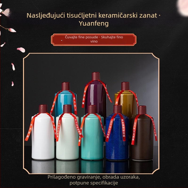 Bijela porculanska boca za vino, 500 ml, Mao-stil keramička boca, prazna boca, premium ambalaža