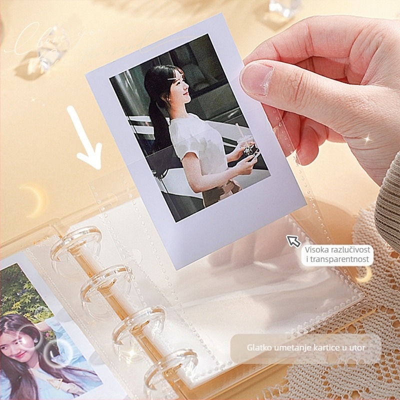 Prozirni kartični album sa zlatnim folijom i jedinstvenim mrežnim rasporedom, kopča s oblikom gljive, slobodan fotoalbum za idol kartice