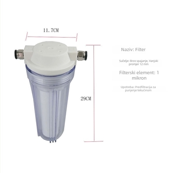 Set filtra za craft pivo: prozirna filtrirajuća boca, filtrni kartridž, alat za otvaranje bureta i filtr za slad