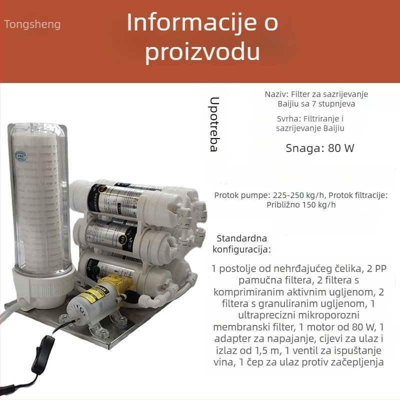 Filter za alkohol s aktivnim ugljenom za zrenje i uklanjanje gorčine; kompaktni kućni filtr za male serije domaćih pića