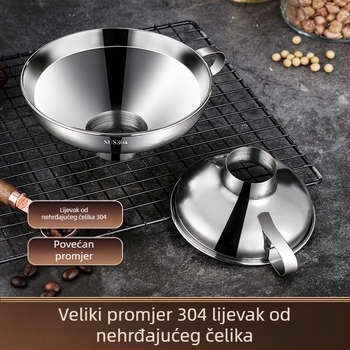 Lijevak od nehrđajućeg čelika sa širokim otvorom – debele stijene, za dresinge, ulje, džem i umake – veliki promjer pakiranja