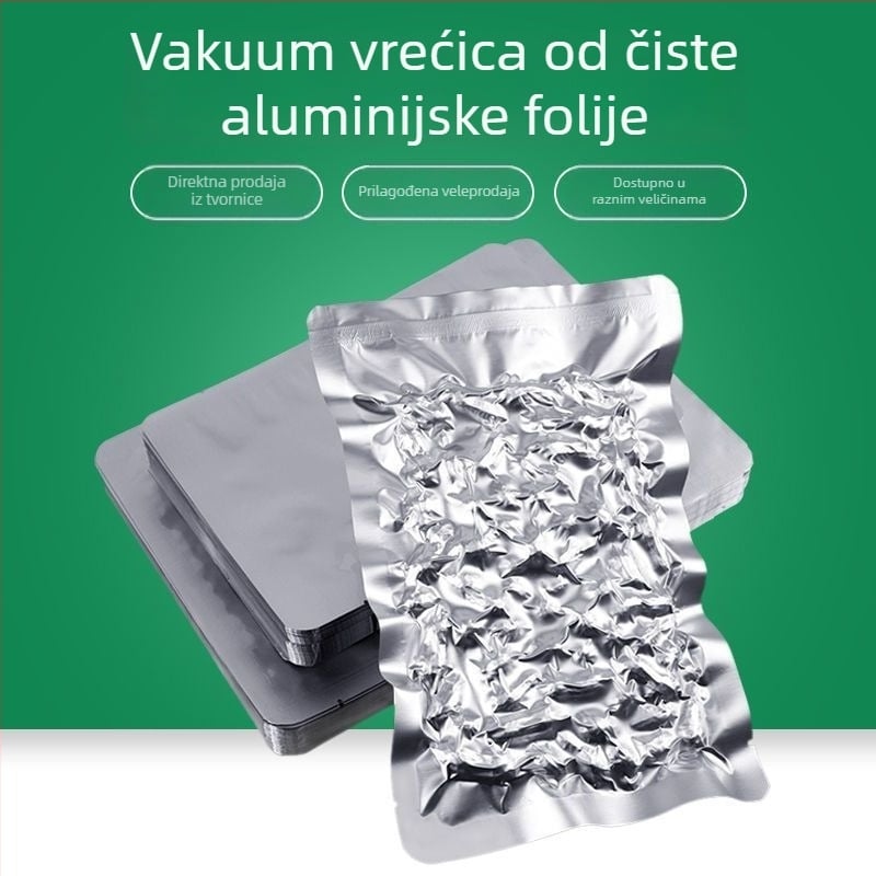 Torba od čistog aluminijskog folije za hranu, vakuumsko i kompresijsko pakiranje, debeli sjaj