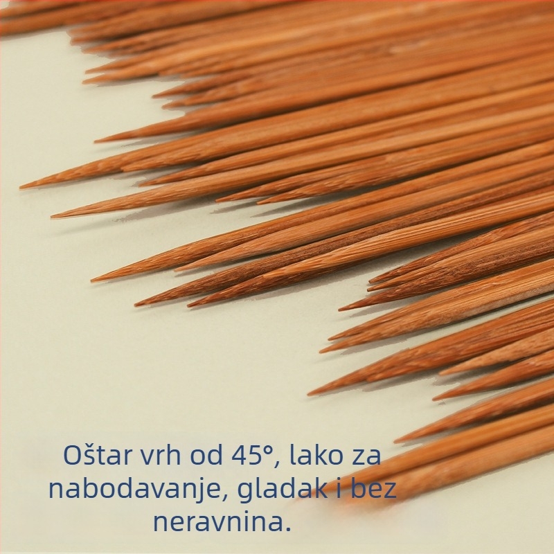 Izuzetno tvrdi karbonizirani bambusovi štapići za roštilj, jednokratni, duljina 20–40 cm, promjer 2,0–4,0 mm