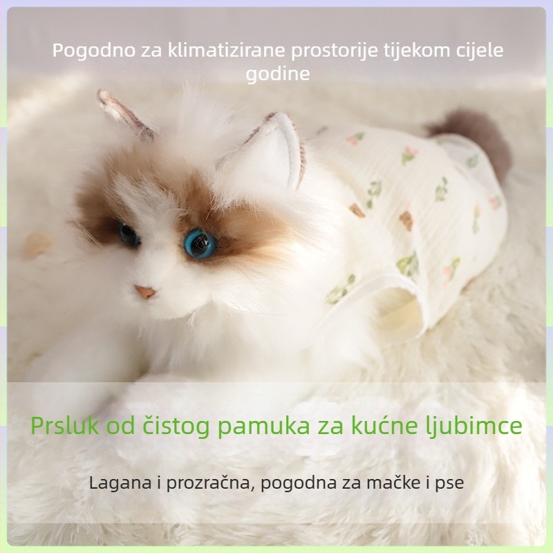 Plavi Rag Doll mačji prsluk – lagana ljetna odjeća za mačiće i male pse