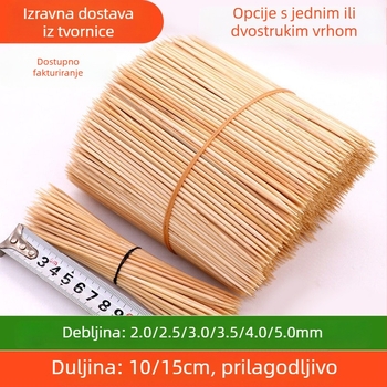 Jednokratni štapići od bambusa, duljine 10/15 cm, za voće i mesne ražnjiće.