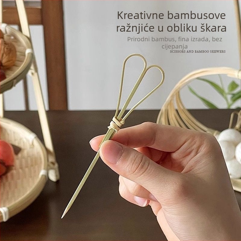 Leptir bambus štapići – mini kandirano voće štapići, škare bambus štapići, jednokratni voćni štapići, kreativni štapići za piletinu i vino