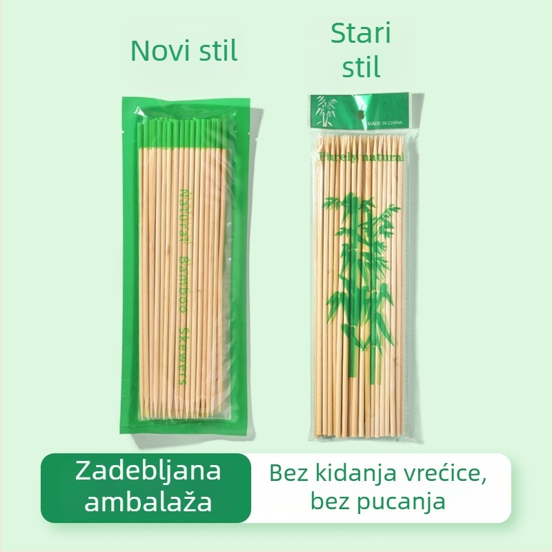 Bambusovi ražnjići za roštilj, jednokratni, s ojačanim pakiranjem, za kućnu i komercijalnu upotrebu
