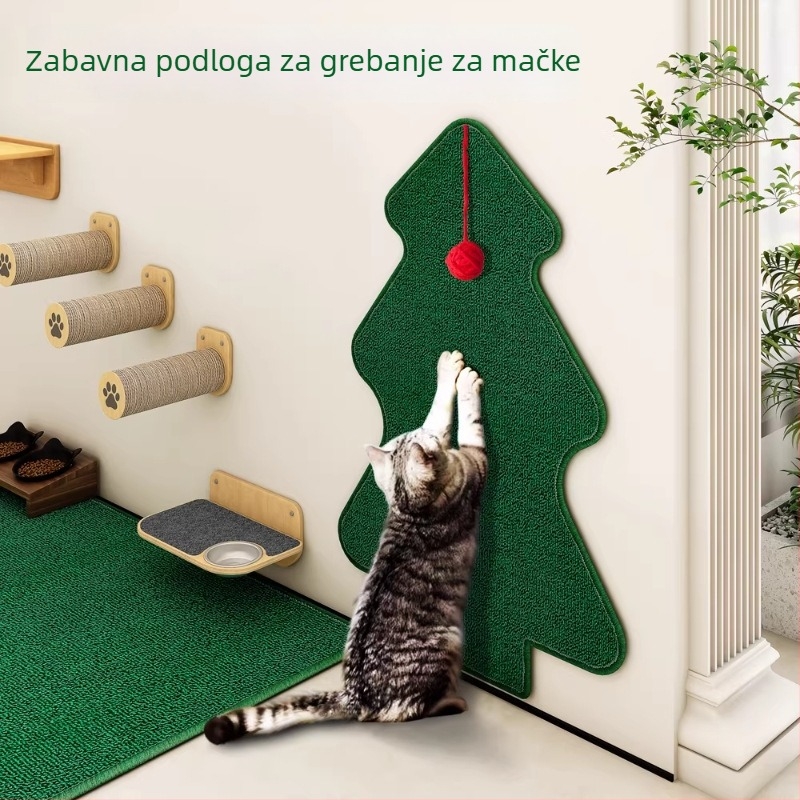 Zidna grebalica za mačke, otporna na habanje, imitacija sisala, bez odvajanja vlakana, vertikalan montaža, božićni dekor