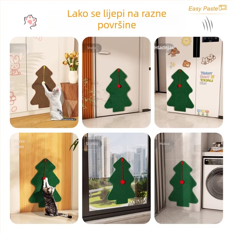 Zidna grebalica za mačke, otporna na habanje, imitacija sisala, bez odvajanja vlakana, vertikalan montaža, božićni dekor