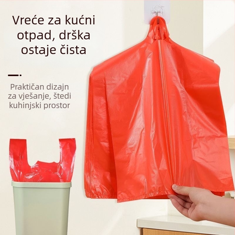 Crvene debeli plastični vrećice, praktične torbice za nošenje, vrećice za pakiranje za trgovačku upotrebu, supermarket i veleprodaja