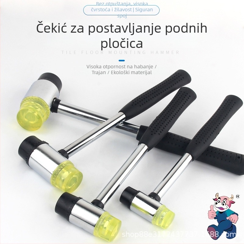 gumeni čekić s drškom od čelične cijevi, glava od visokougljičnog čelika, mini veličina za otiske listova