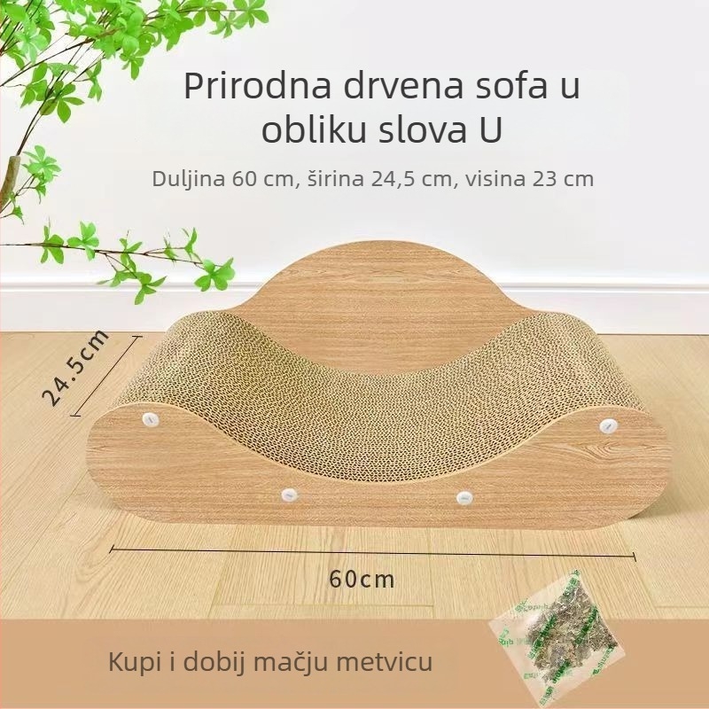 Veliko mačje gnijezdo s integriranom pločom za grebanje i zaštitom kauča