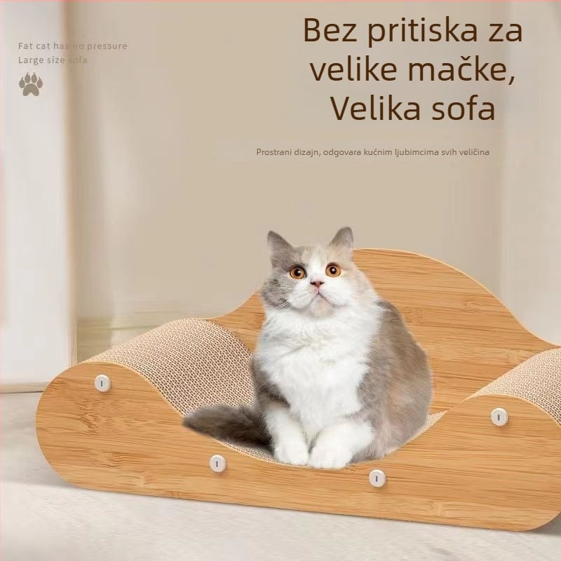 Veliko mačje gnijezdo s integriranom pločom za grebanje i zaštitom kauča