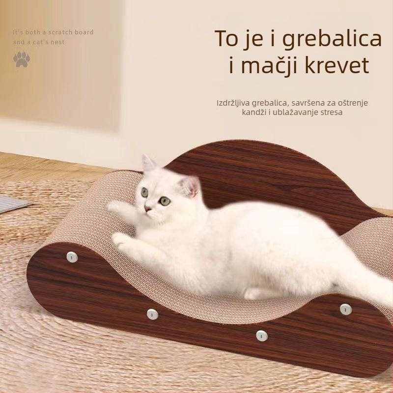 Veliko mačje gnijezdo s integriranom pločom za grebanje i zaštitom kauča