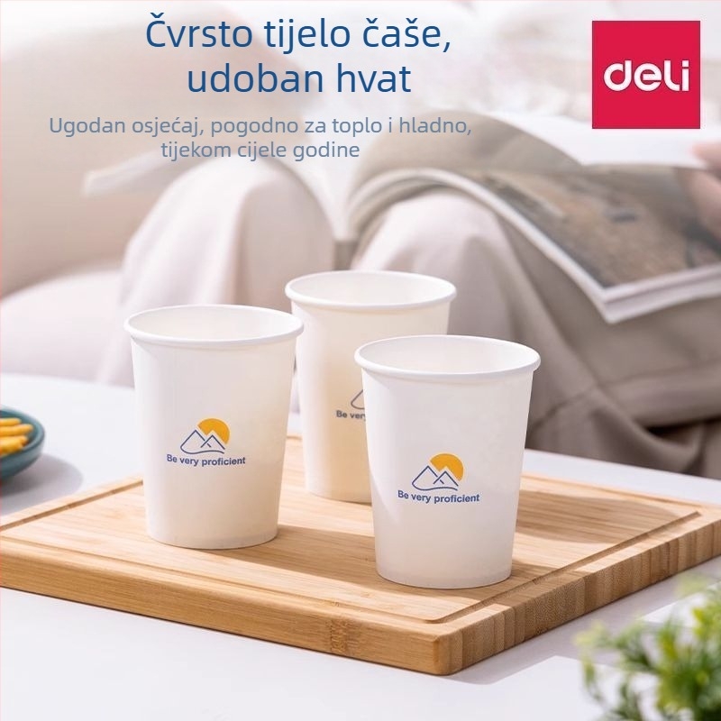 LL16 papirnate čaše, 250 ml, bijele, 50 komada po pakiranju, jednokratne čaše za svakodnevnu upotrebu kod kuće i u uredu