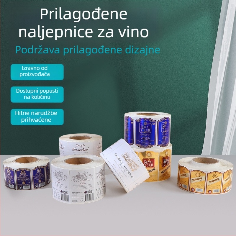 Šarene role samoljepljive etikete, prilagođene prozirne brtvene naljepnice za etikete čaja i vina