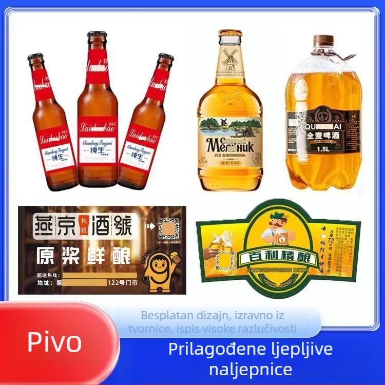 Etikete za pakiranje piva na boce, zatvaračke naljepnice, ljepljivi papir za etikete posebnog oblika