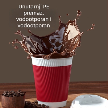Yunlei jednokratna papirna šalica za kavu – debela papirnata šalica za mliječni čaj, za ponijeti uz poklopac, zaštita od opeklina