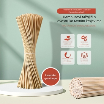 Bambus štapići s plosnim vrhom za rukotvorine i DIY, okrugli štapići, štapići za marshmallow i šećernu vatu