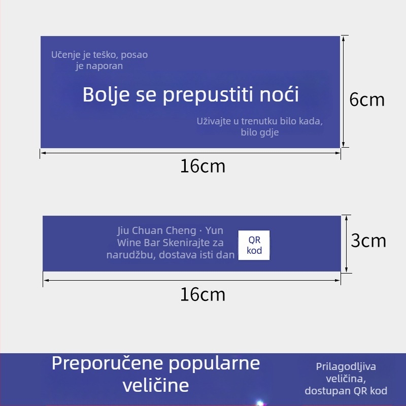 Samoljepljiva dekorativna etiketa za napitke s QR kodom, vodootporna oznaka za bar