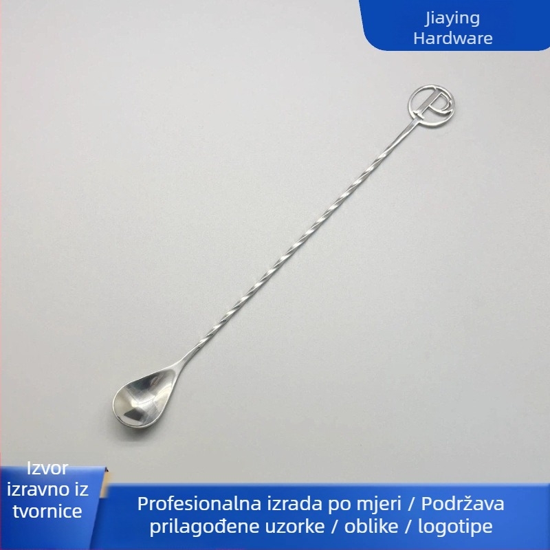 Nehrđajuća bar žlica, američkog stila duga drška, za slojevanje i miješanje koktela, premium proizvod, prilagodljiv logo/motiv/oblik/ambalaža
