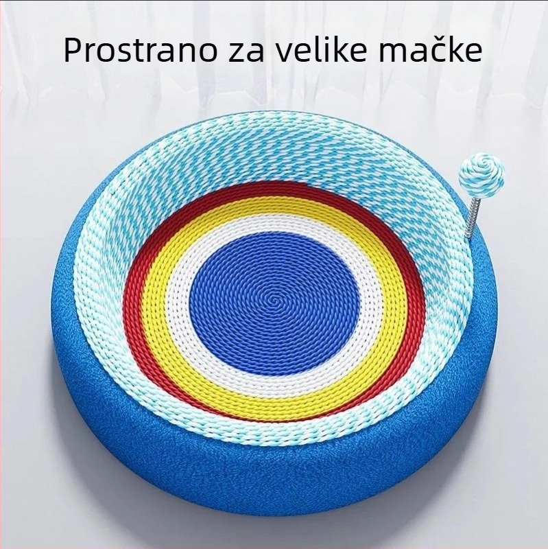 Kombinirana grebalica i ležište za mačke, izdržljiva, bez ispadanja vlakana, za sve sezone, extra velika površina za grebanje sa sisal žicom, mačja igračka