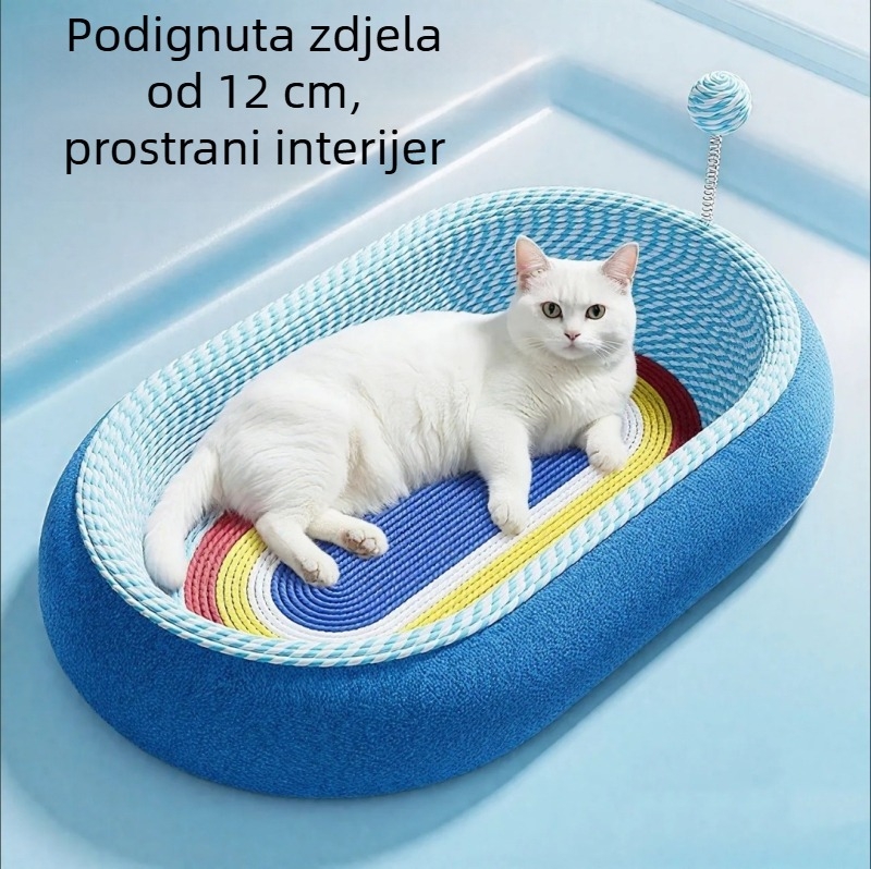 Kombinirana grebalica i ležište za mačke, izdržljiva, bez ispadanja vlakana, za sve sezone, extra velika površina za grebanje sa sisal žicom, mačja igračka