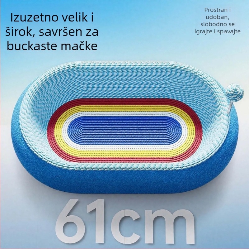 Kombinirana grebalica i ležište za mačke, izdržljiva, bez ispadanja vlakana, za sve sezone, extra velika površina za grebanje sa sisal žicom, mačja igračka