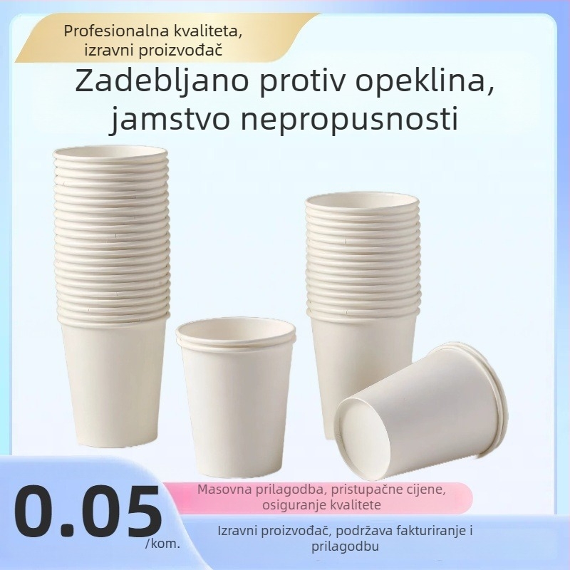 Bijele jednokratne papirnate čaše, deblje, kapacitet 201–300 ml, veličina 8,5 × 7,5 cm, 50 komada u pakiranju, pogodne za tople i hladne napitke, za kućnu upotrebu i uredsku kavicu, za DIY projekte