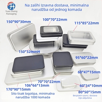 Mala metalna kutija s preklopnim poklopcem za pakiranje kartica, naljepnica i nakita – srebrna/crna