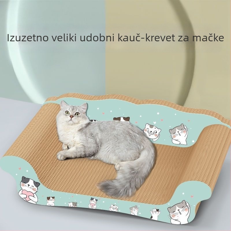 Daska za grebanje i mačje gnijezdo u obliku zdjele, otporna na habanje i bez ispuštanja vlakana od valovitog papira; uspravna daska za kandže; igre i potrepštine za mačke
