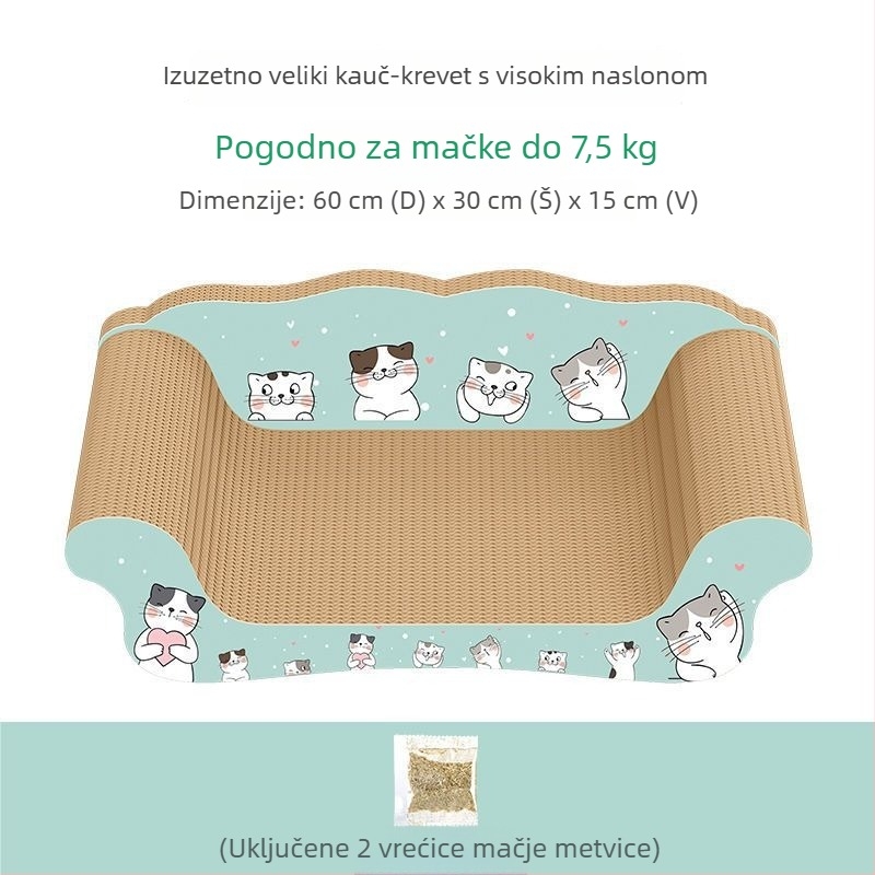 Daska za grebanje i mačje gnijezdo u obliku zdjele, otporna na habanje i bez ispuštanja vlakana od valovitog papira; uspravna daska za kandže; igre i potrepštine za mačke