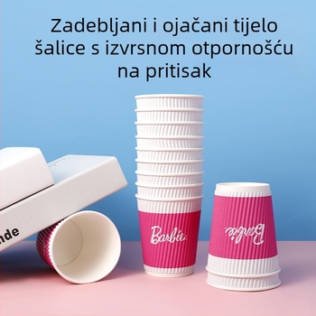 Yijie Barbie jednokratna papirnata šalica za kavu, kućna uporaba, debela i čvrsta, otporna na opekline, premium valovita papirnata šalica