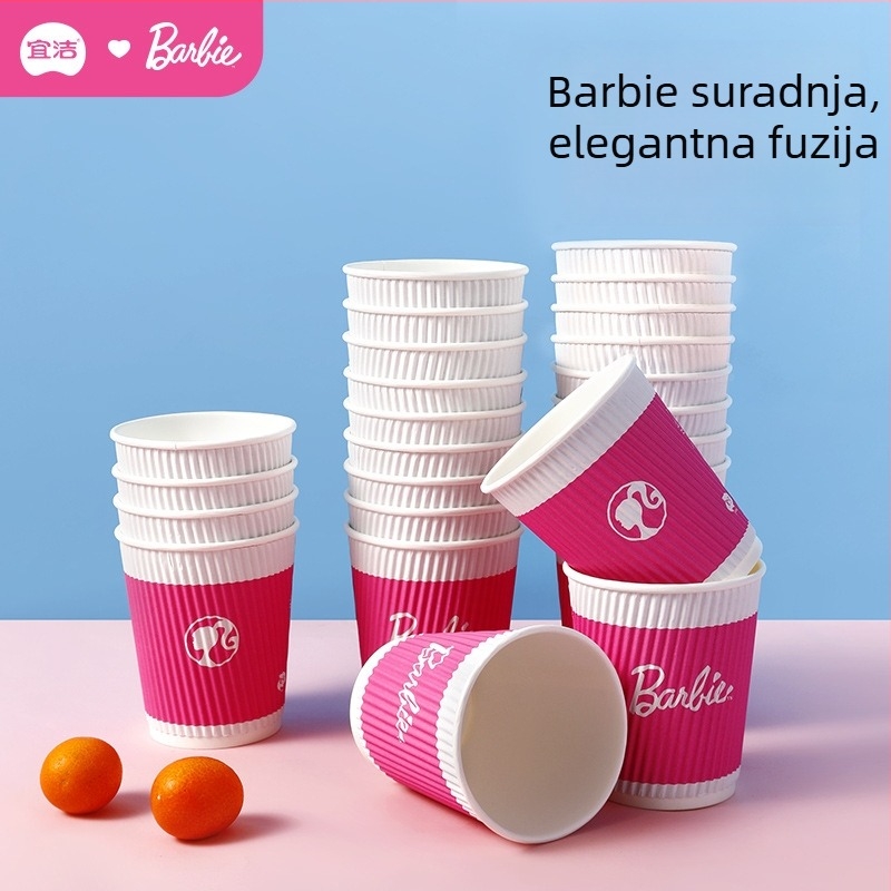 Yijie Barbie jednokratna papirnata šalica za kavu, kućna uporaba, debela i čvrsta, otporna na opekline, premium valovita papirnata šalica